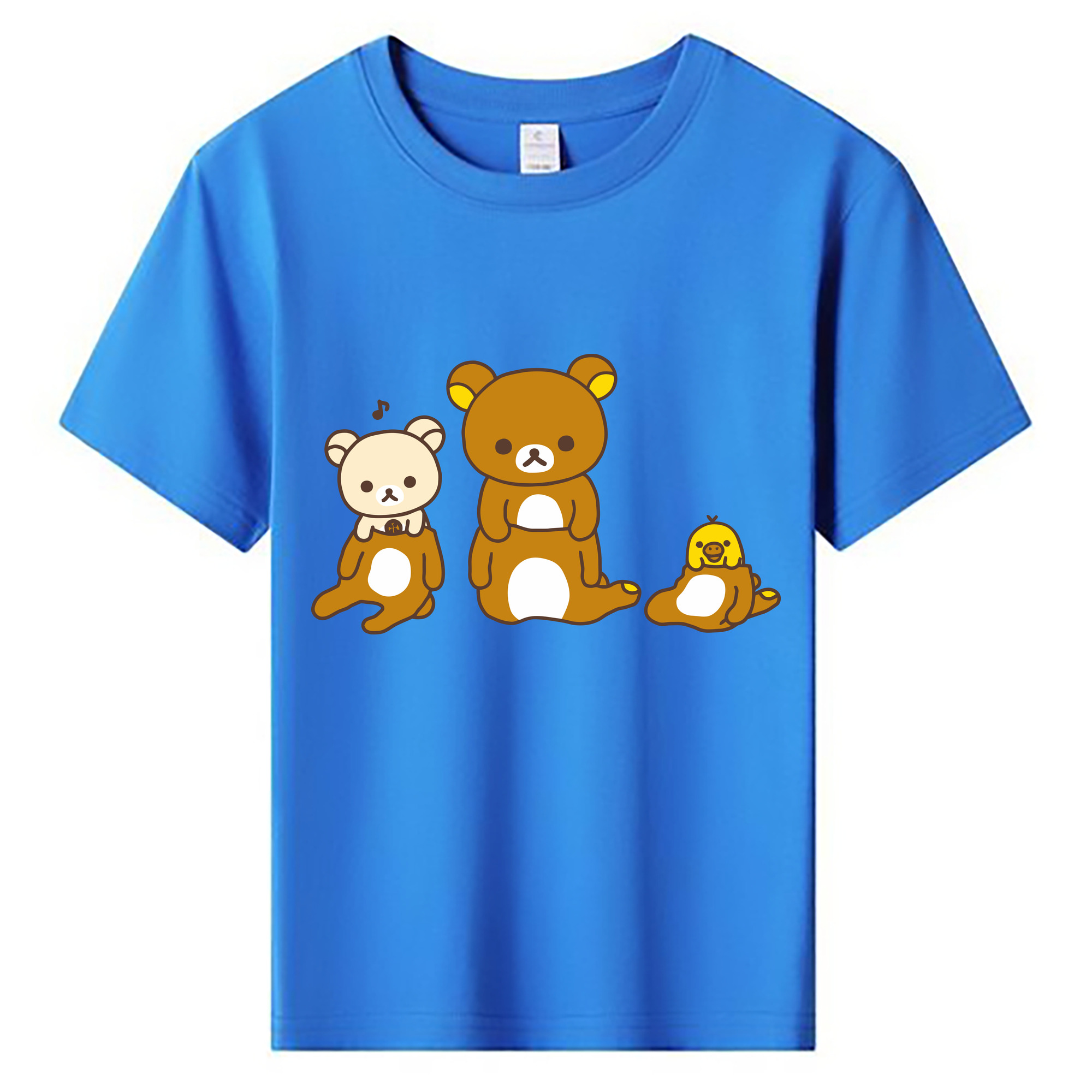 （画像用） リラックマ リラックマ キイロイトリ Rilakkuma Korilakkuma Kiiroitori 綿100％キッズTシャツ（フロントプリント）